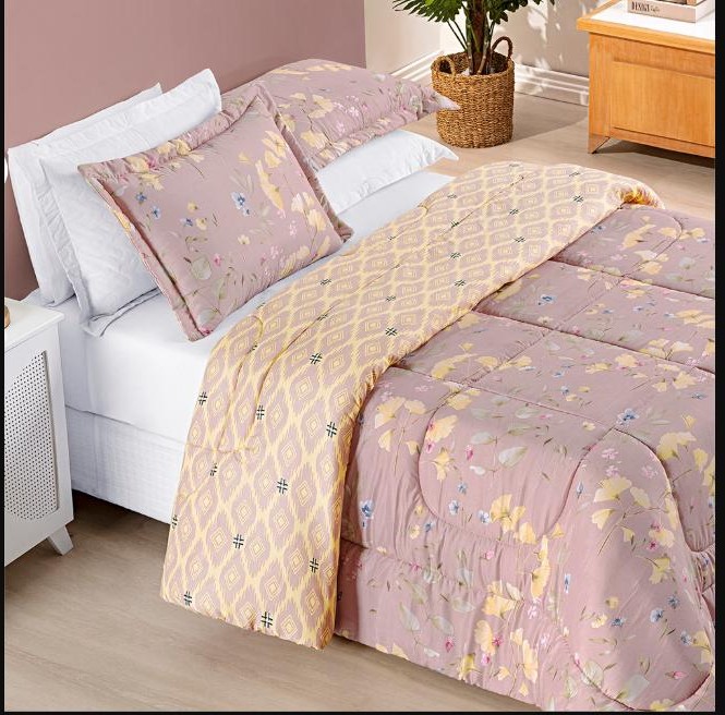 Kit Edredom Bouti Matelado Super King 3 Peças Dupla Face Estampado