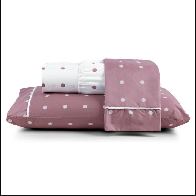 Jogo De Lençol Petit Poá Micropercal 200 Fios Cama Queen 03 Peças