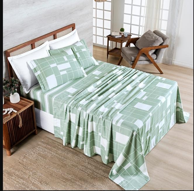 Roupa de Cama Lençol Afeto King 4 Peças 400 Fios Micropercal