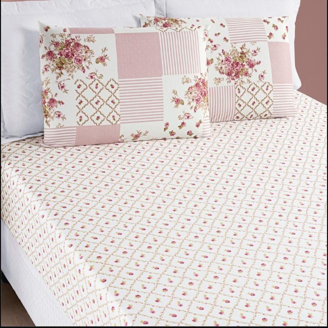 Jogo De Lençol Bouti 3 Peças Cama Casal Queen Estampado