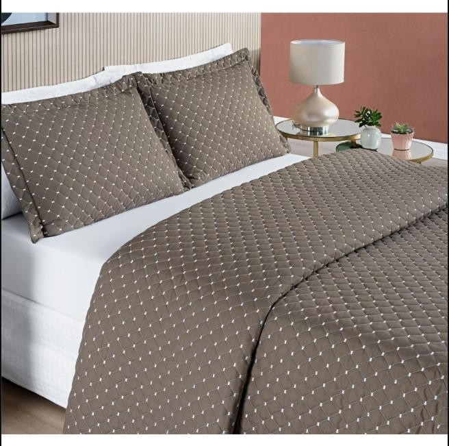 Kit Cobre Leito Ravena King Sizes 3 Peças Matelado Micropercal 200 Fios