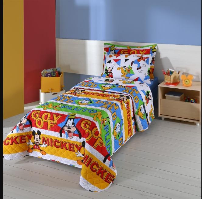 Colcha Cobreleito Infantil Soft Disney + Porta Travesseiro Matelado