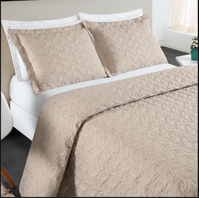 Kit Cobre Leito Ágata Casal 3 Peças Micropercal 200 Fios - Bordado