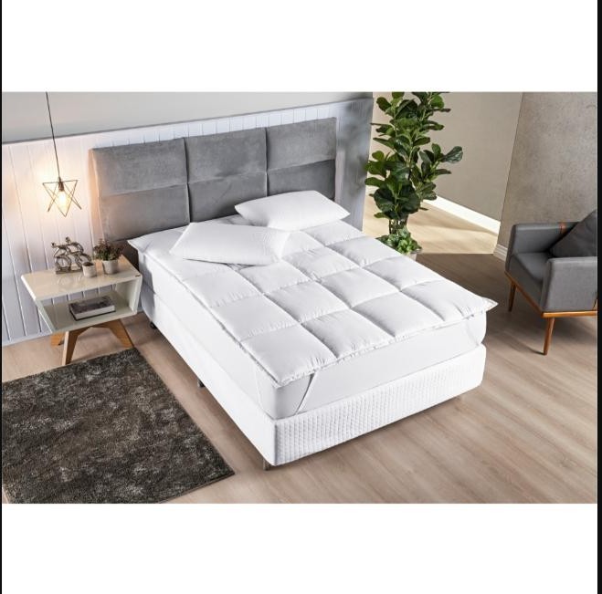 Pillow Top Casal Padrão Macio de Manta Siliconada Antialérgico 200 Fios Micropercal