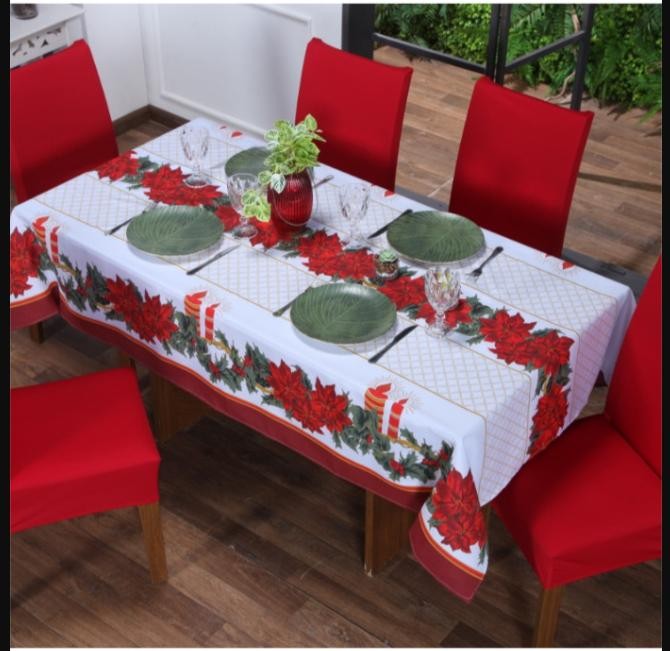 Toalha De Mesa 4 Lugares Oxford - 1,40m x 1,40m - Natal