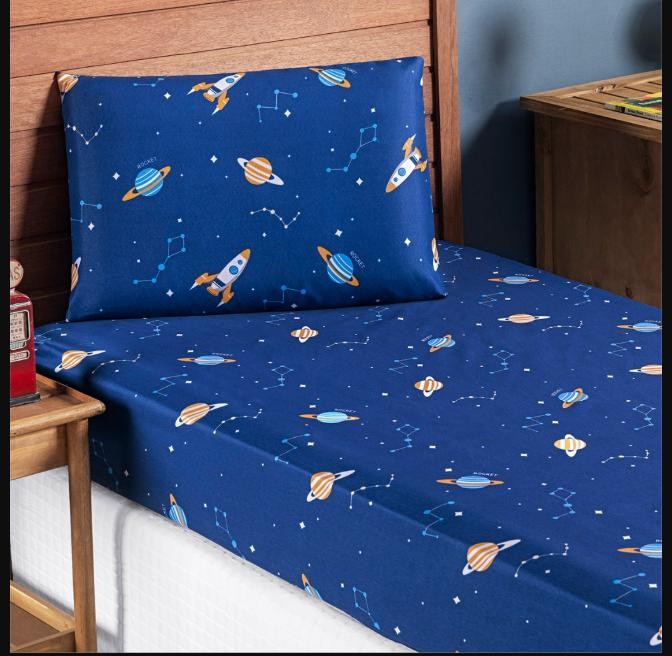 Jogo De Cama Solteiro 2 Peças ( 1 lençol com elástico e 1 fronha) Estampado - Bouti Kids