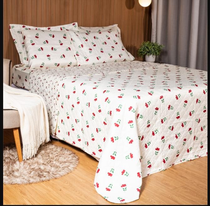 Cobre Leito CASAL Estampado Basic 3 Peças - 180 Fios