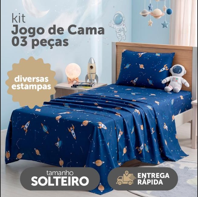 Jogo De Lençol Solteiro Infantil Bouti Kids 3 Peças Estampado Dinossauro