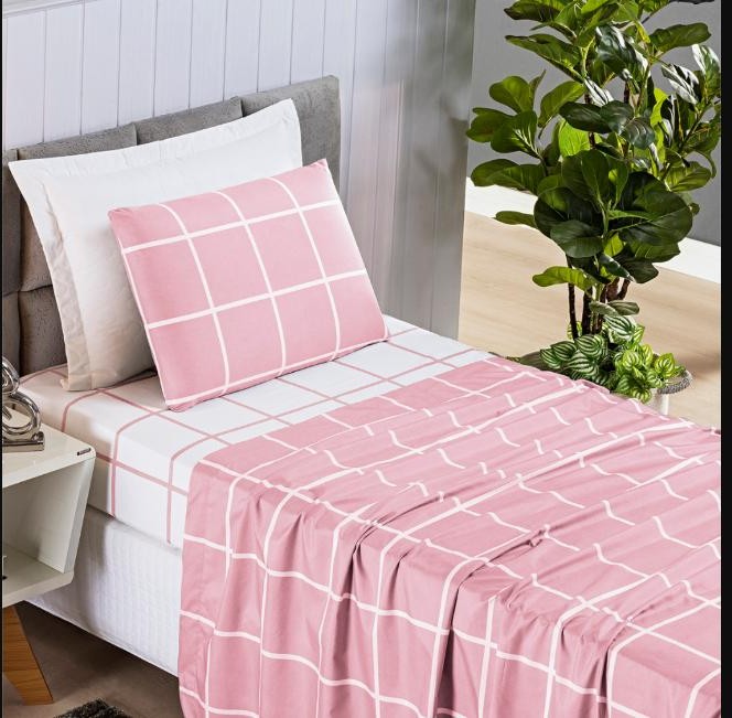 Jogo de Lençol Cama Solteiro 3 Peças Austin Micropercal 200 Fios