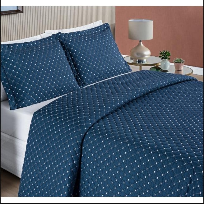 Kit Cobre Leito Ravena Queen 3 Peças Matelado Micropercal 200 Fios Premium