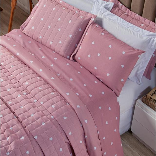 Kit Cobre leito/Colcha Casal Padrão Cama 3 Peças 150 Fios - Essencialle