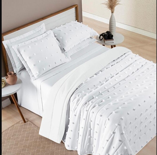 Cobre Leito Cama Casal 300 Fios Dupla Face 3 Peças - Poppy | Aveline