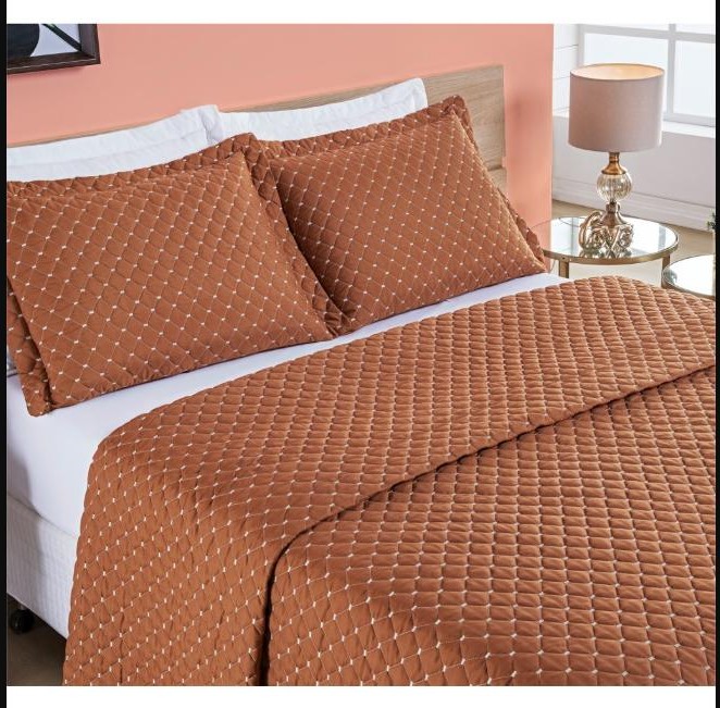 Kit Cobre Leito Ravena Casal 3 Peças Matelado Micropercal 200 Fios Premium