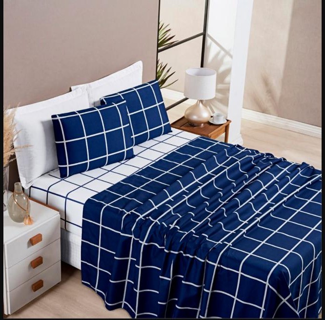 Jogo de Lençol Cama Casal 4 Peças Austin Micropercal 200 Fios