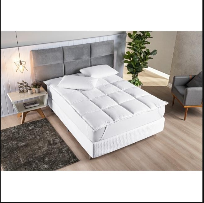 Pillow Top Protetor King Sizes Fibra Siliconizada Super Macio 200 Fios Antiálergica