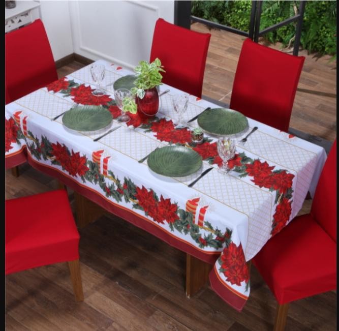 Toalha De Mesa 6 Lugares Oxford - 2,20m x 1,40m - Natal